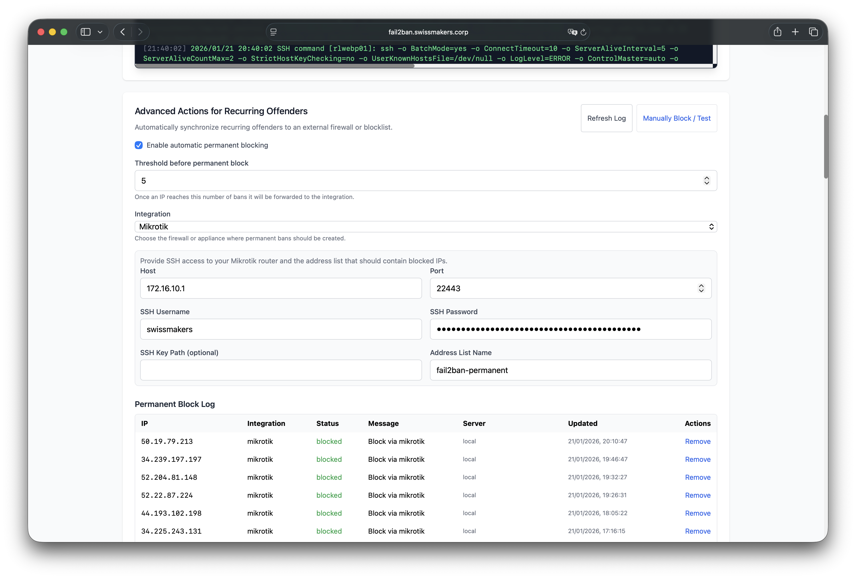 Advanced Ban Actions
